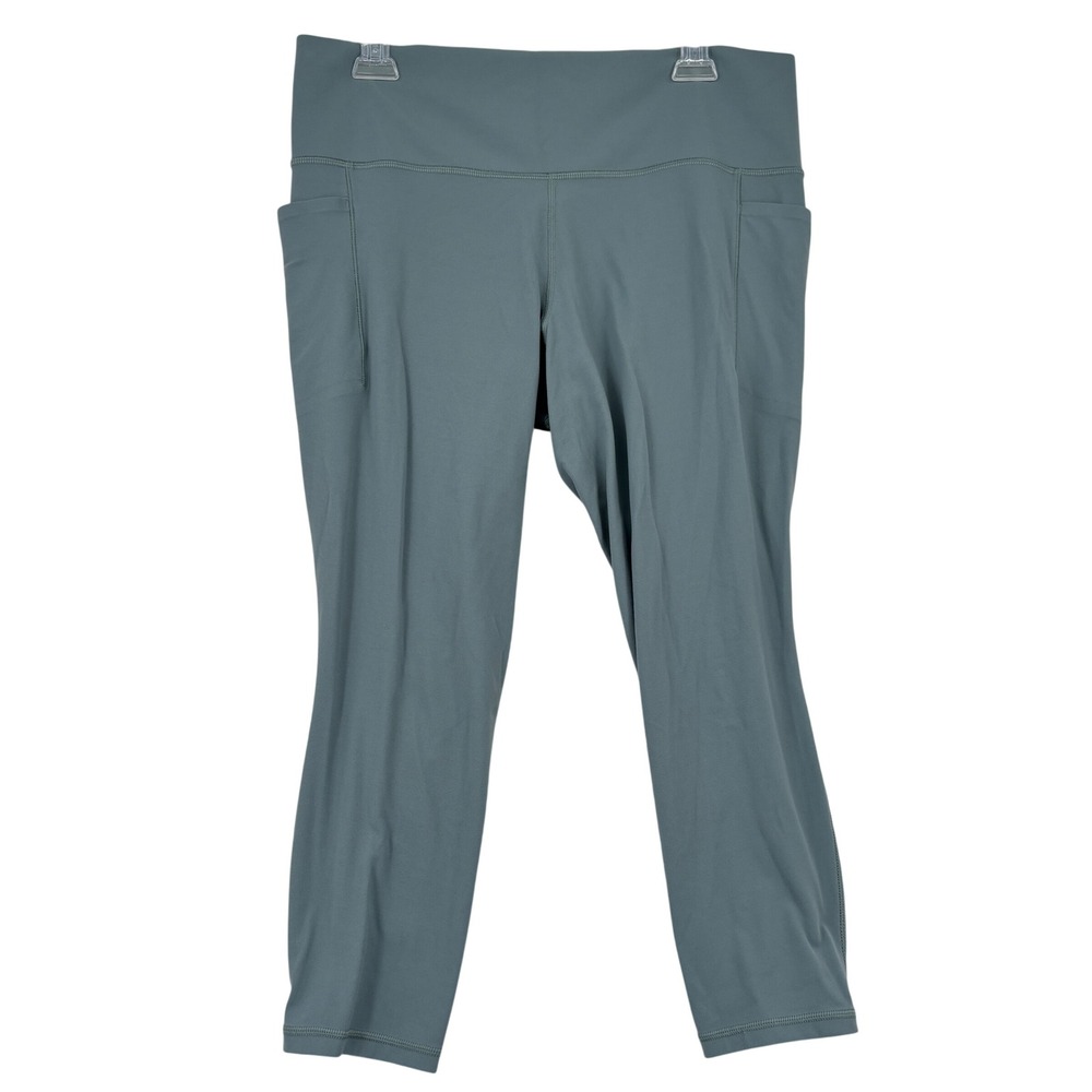 Athleta Leggings Salutation Stash Pocket II 7/8 Tight Size XL Green Pocket